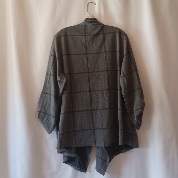 Poppy & Bluebird Fly Away Cardigan Sweater Gray Plaid Open Front Size 3X NWOT - Picture 2 of 4